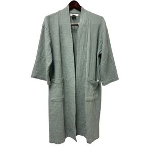 Bliss Womens Sage Green Cotton Gauze Robe Kimono S/M Muslin Loungewear Pocket